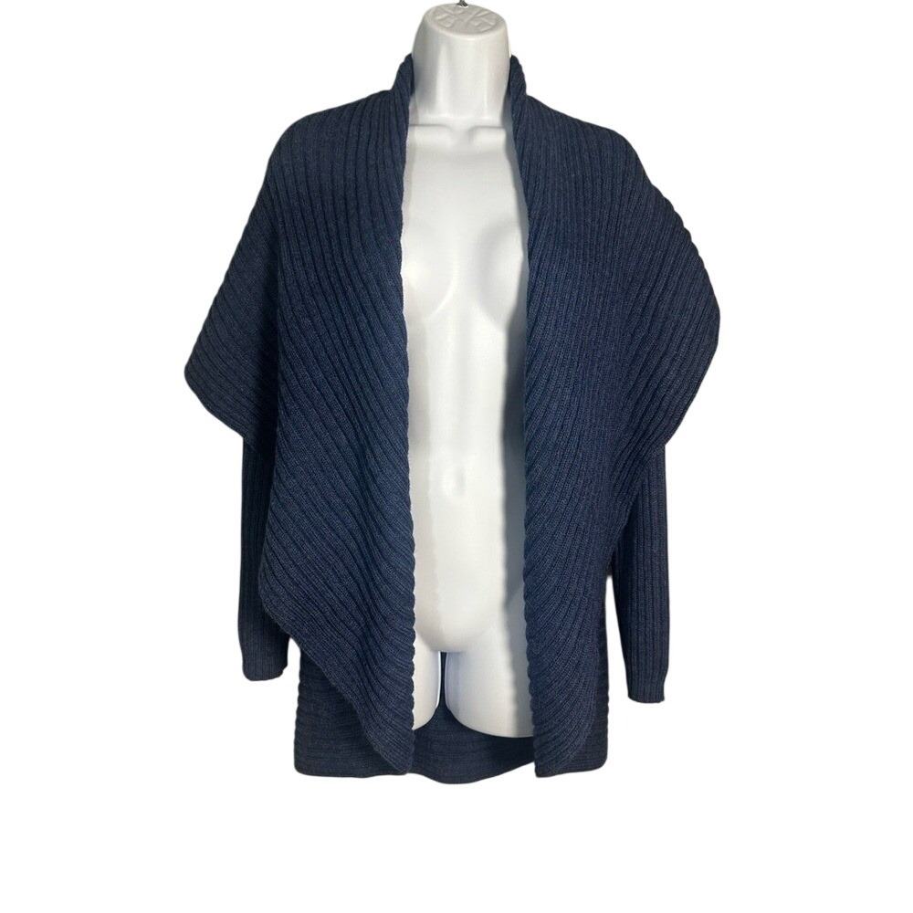 Peruvian Link Alpaca Collection Ribbed Waterfall Cardigan Navy Open Front OS